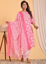 Cotton Pink Daily Wear Printed Readymade Suit